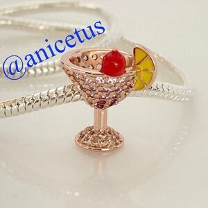 NWOT S925 Sterling Silver Rose Gold FRUITY COCKTAIL Charm